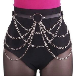 Black and Silver Chain Belt